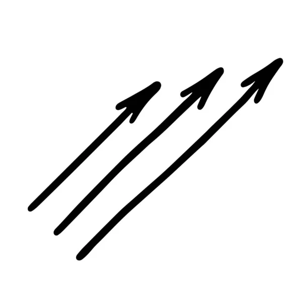 三支黑色直线箭的矢量组成 手绘矢量图解 — 图库矢量图片