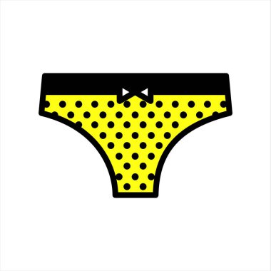 Beyaz arka planda izole edilmiş kadın iç çamaşırı vektör ikonu. Kadın iç çamaşırı tasviri