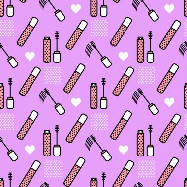 Rimel ve fırçalı vektör makyajı. Cazibeli moda tarzı. Tekstil ve ambalaj için tasarım