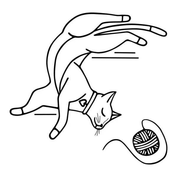 Ilustrasi Vektor Gambar Tangan Kucing Corat Coret Lucu Tidur Punggungnya - Stok Vektor