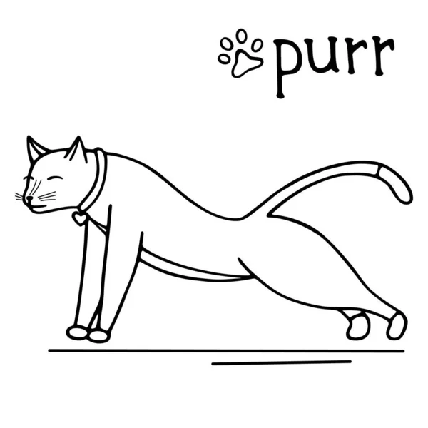 Ilustração Vetorial Desenhada Mão Cute Doodle Cat Estica Fica Barra — Vetor de Stock