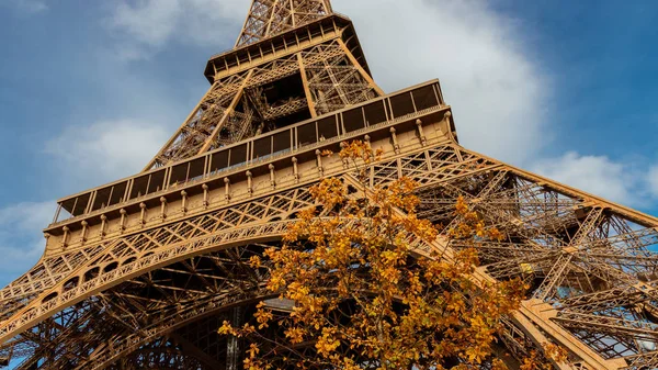 Torre Eiffel com folhas de outono em Paris, França — Fotografia de Stock