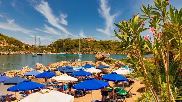 Родос Греция Июля 2019 Года Бухте Красивом Острове Родос Отдыхающие — стоковое фото