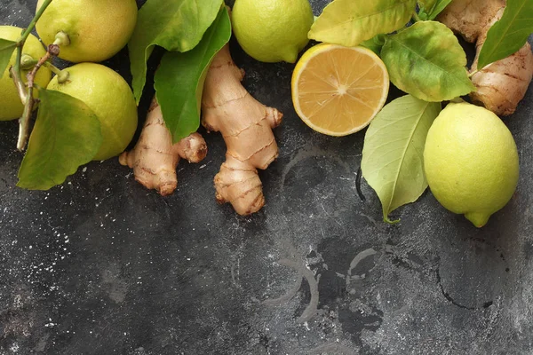 Ingredient Untuk Teh Hangat Lemon Dan Jahe — Stok Foto