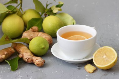 limon ile sağlıklı zencefil çayı 