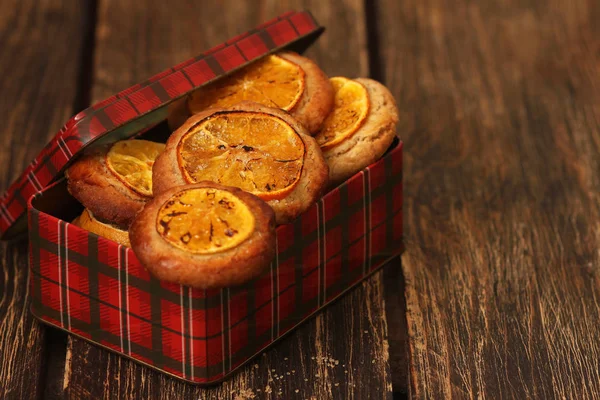 Christmas Cookies Sliced Tangerine — Stock Photo, Image