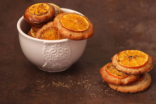 Christmas Cookies Sliced Tangerine — Stock Photo, Image