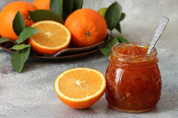 Mermelada Naranja Frasco Vidrio —  Fotos de Stock