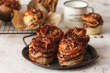Çikolatalı maya mayalı, cevizli babka.
