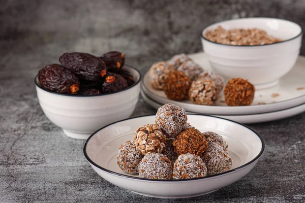 Raw vegan healthy dessert made from dates and nuts .Energy balls