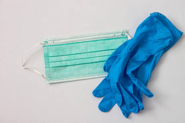 Coronavirus Prevention Surgical Masks Medical Gloves Hand Protection Covid Coronovirus — Stock Photo, Image