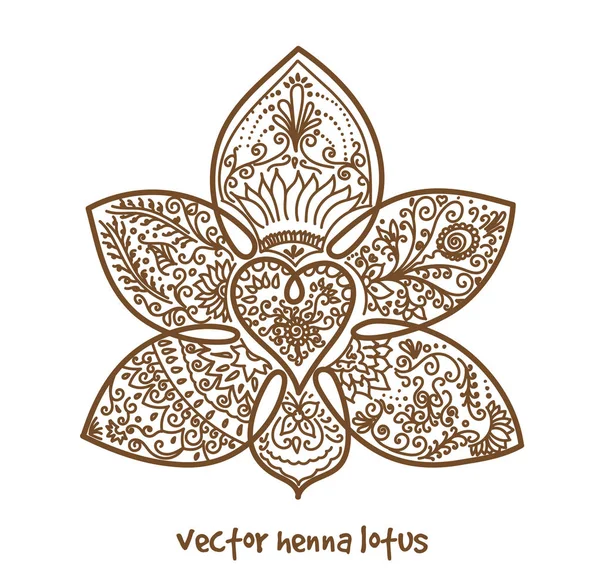 Tattoo henna lotus — 스톡 벡터