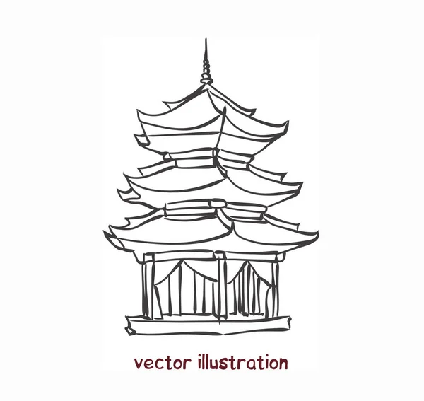Векторный эскиз китайской пагоды — стоковый вектор