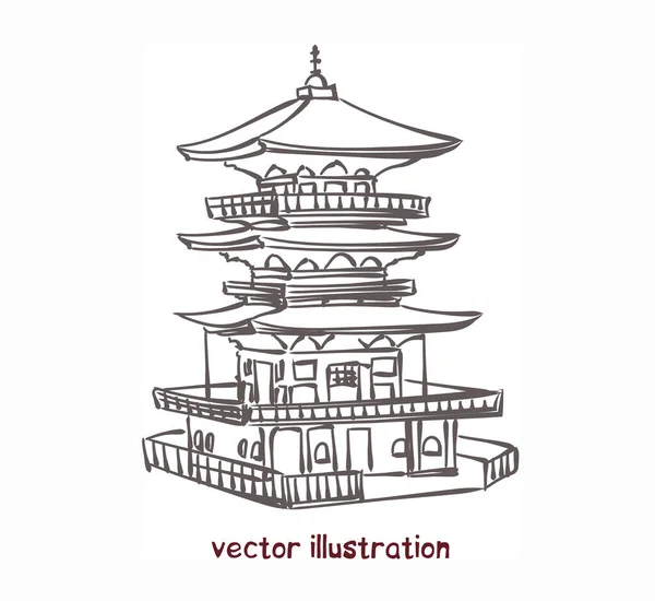 Schizzo vettoriale della pagoda cinese — Vettoriale Stock