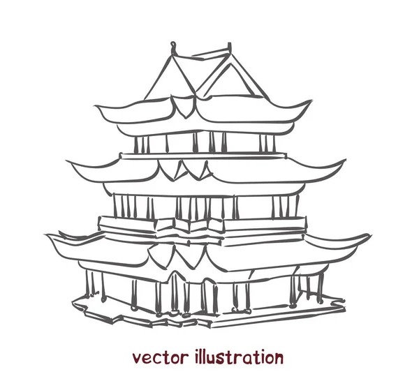 Boceto vectorial de pagoda china — Vector de stock