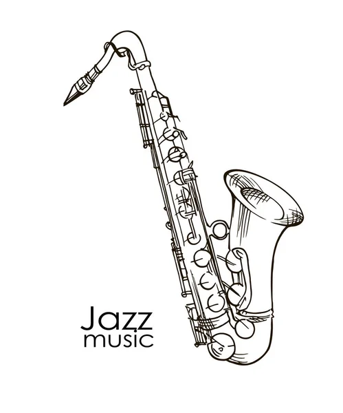 Saxophone dessiné à la main — Image vectorielle