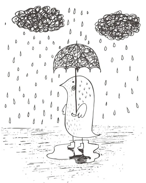 Paraguas de lluvia dibujado a mano — Vector de stock