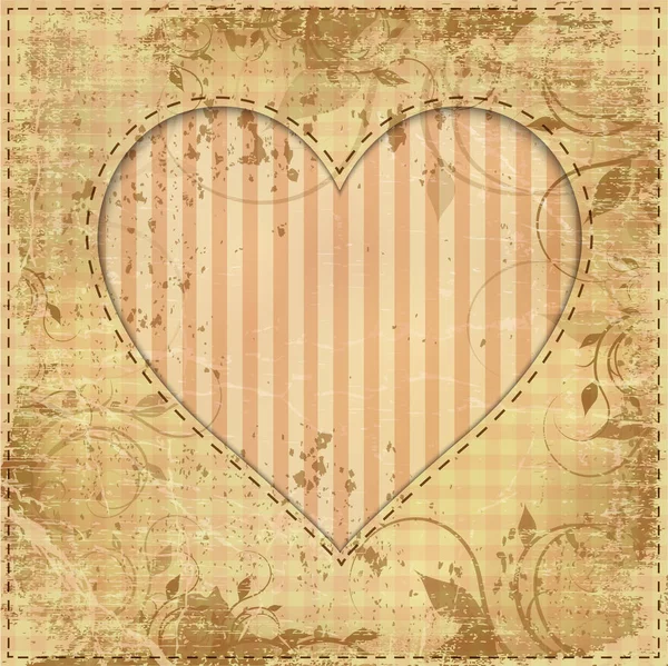 Coeur sur vieux papier — Image vectorielle