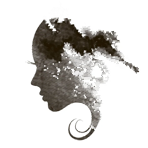 Punto de perfil femenino — Vector de stock