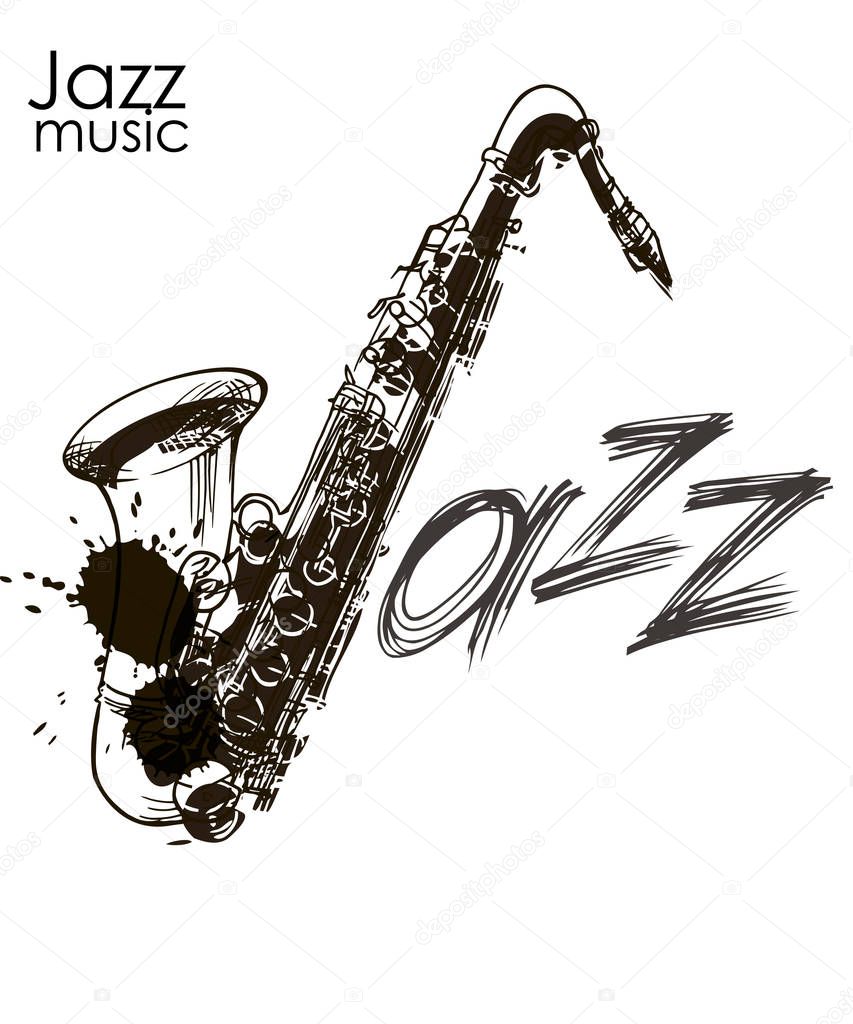 Jazz lettering. Jazz festival. Music poster. Calligraphy. Lettering. Isolated vector illustration on a white background.