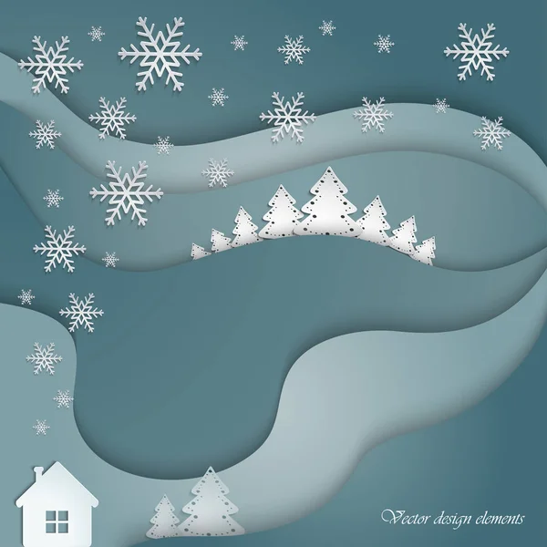 Paysage d'hiver décoratif — Image vectorielle