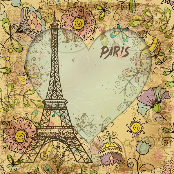 Eiffel Tower, Paříž pohlednice — Stockový vektor