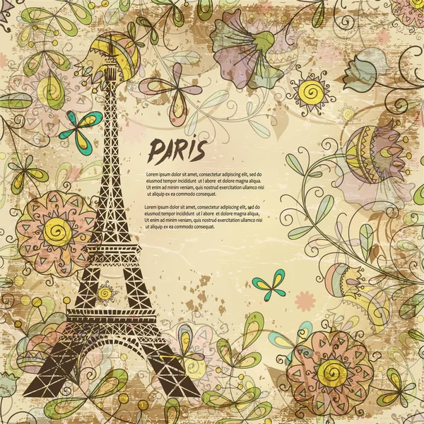 Wieża Eiffla w Paryżu, tło, vintage — Wektor stockowy