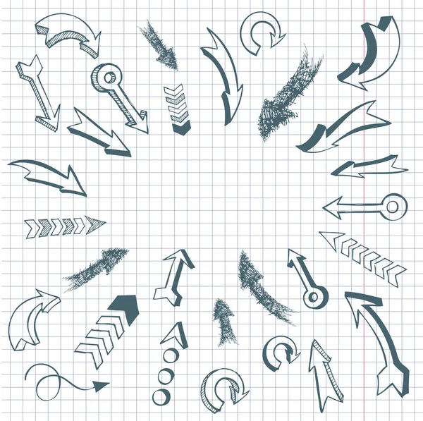 Vector set of hand drawn arrows — Stock Vector