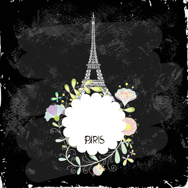 Torre Eiffel sobre un tablero de fondo negro — Archivo Imágenes Vectoriales