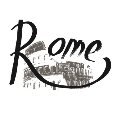 elle çizilmiş Roma Kolezyum zemin karşı yazı