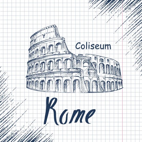 Coliseum el çizilmiş kroki — Stok Vektör