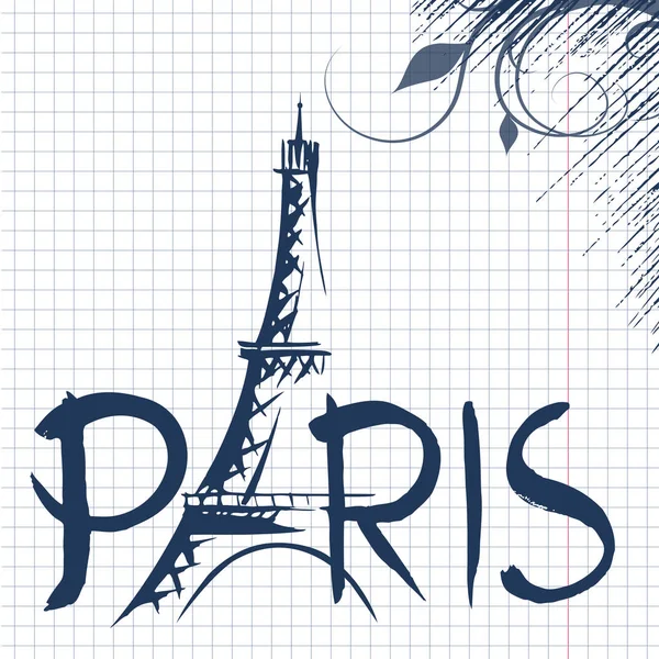 Tower Eiffel with Paris lettering. — Stock Vector
