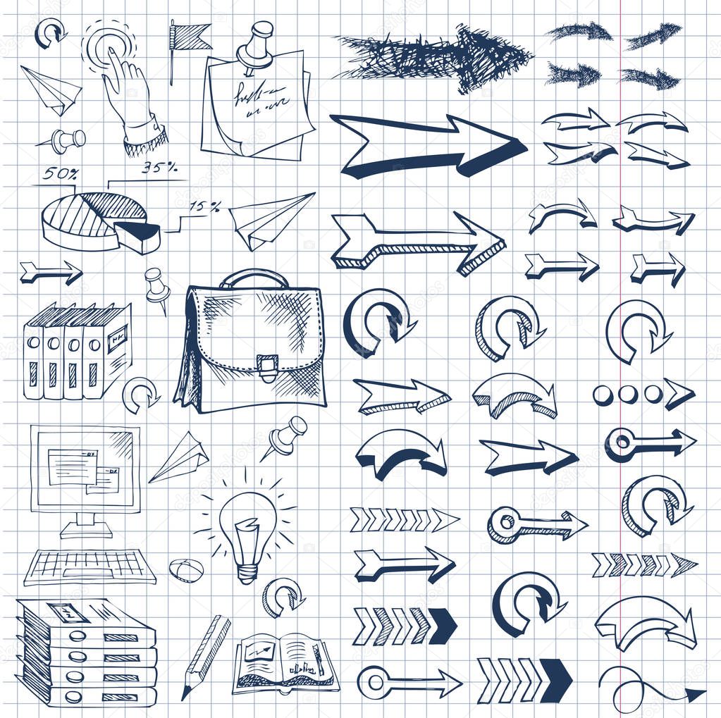 Business Idea doodles icons set.