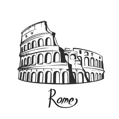 Roma Colosseum siyah beyaz