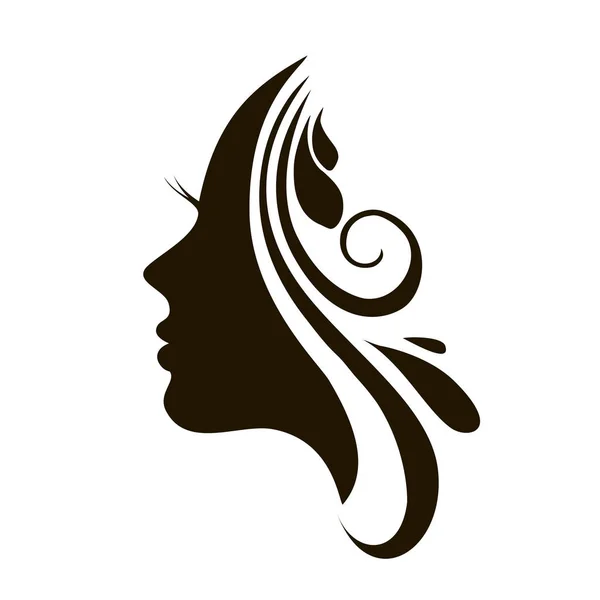 Hermosa cara de mujer y cabello Icono de moda — Vector de stock