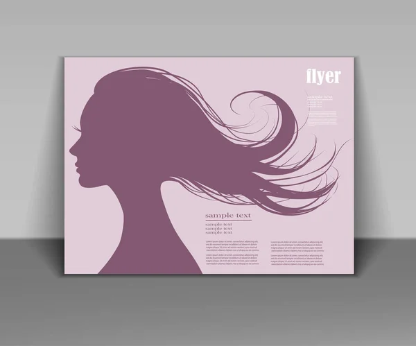 Κεφάλι προφίλ του μια όμορφη γυναίκα με ιπτάμενα μαλλιά μοτίβο — Διανυσματικό Αρχείο