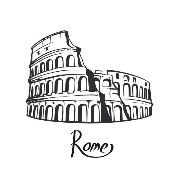 Róma Colosseum fekete fehér — Stock Vector
