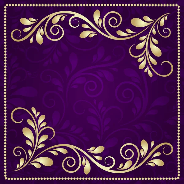 Luxury gold pattern frame on a beautiful violet background — Stock Vector