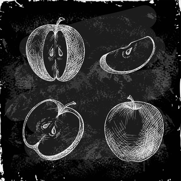 Набор рисованного яблока — стоковый вектор