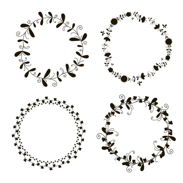 Doodle wreath black and white — Stock Vector