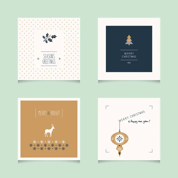 Conjunto de tarjetas decorativas de Navidad — Vector de stock