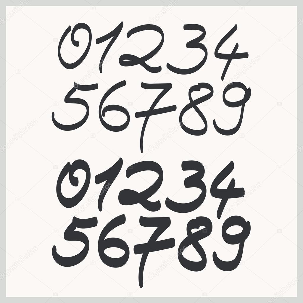 handwritten numbers in two font styles