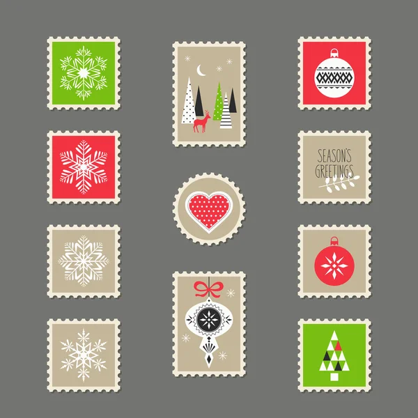 Stamps with christmas motifs — Stock Vector