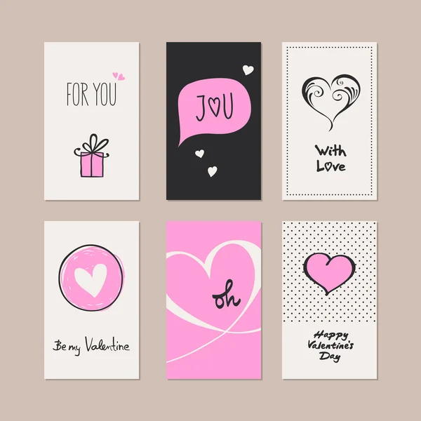 Conjunto de tarjetas románticas — Vector de stock