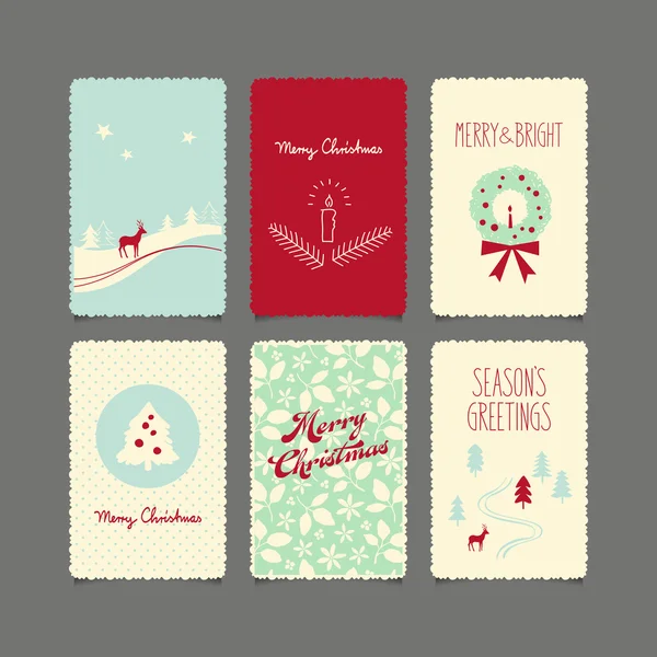 装飾的なクリスマス カードのセット — ストックベクタ