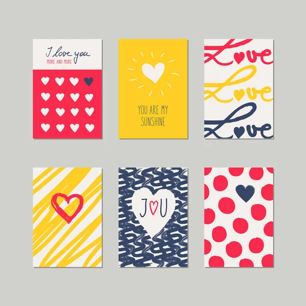 Conjunto de tarjetas románticas — Vector de stock