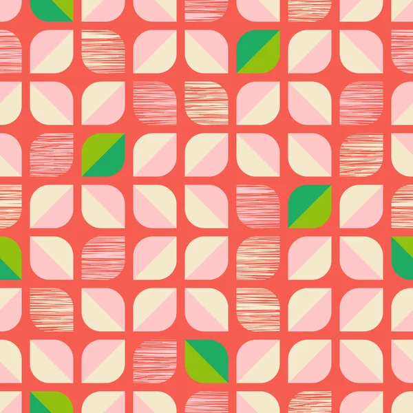 Naadloze geometrische retro patroon met bladeren — Stockvector