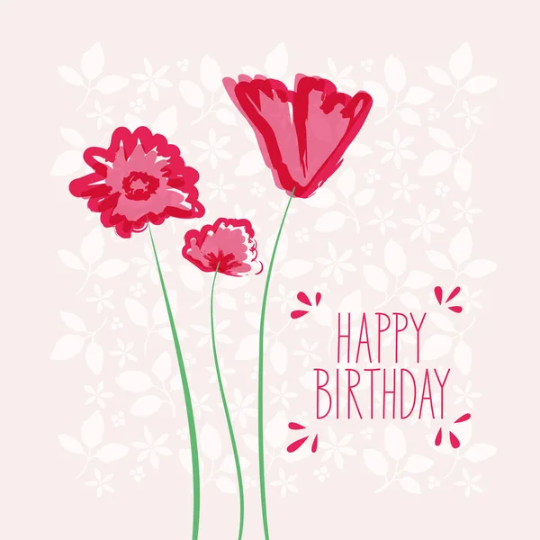 Joyeux anniversaire carte avec des fleurs — Image vectorielle