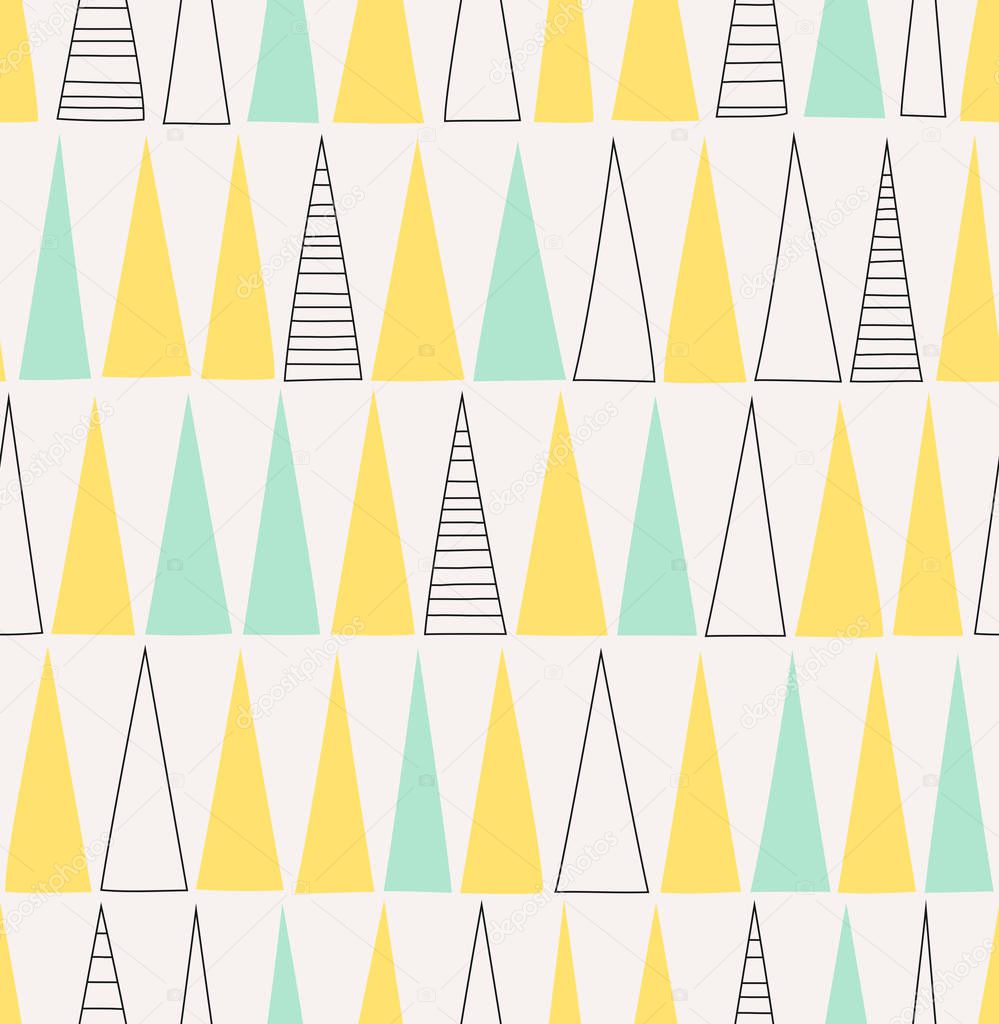 seamless hand drawn pattern with triangles