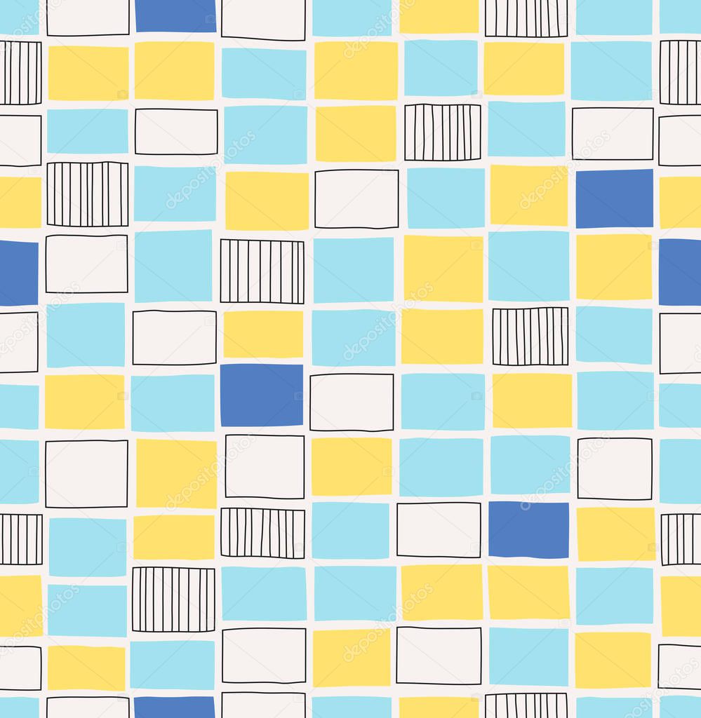 seamless hand drawn pattern with squares